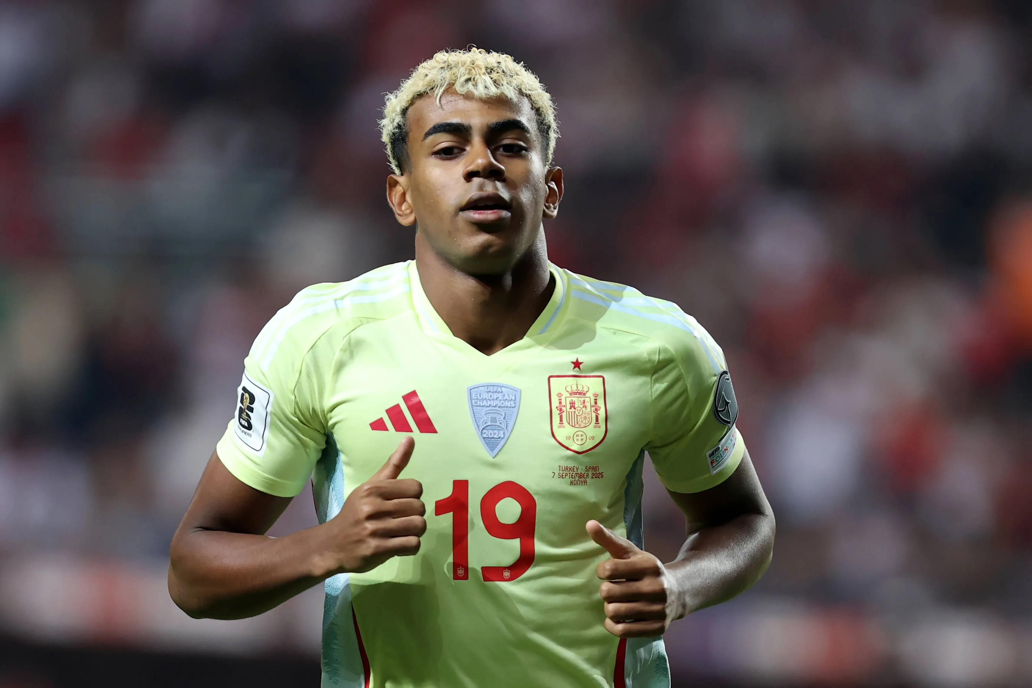 土耳其訴西班牙 - 2026 年 FIFA 世界杯、WM、Weltmeisterschaft、足球歐洲預(yù)選賽 土耳其科尼亞 - 9 月 7 日：西班牙的拉明·…｜2026世界杯